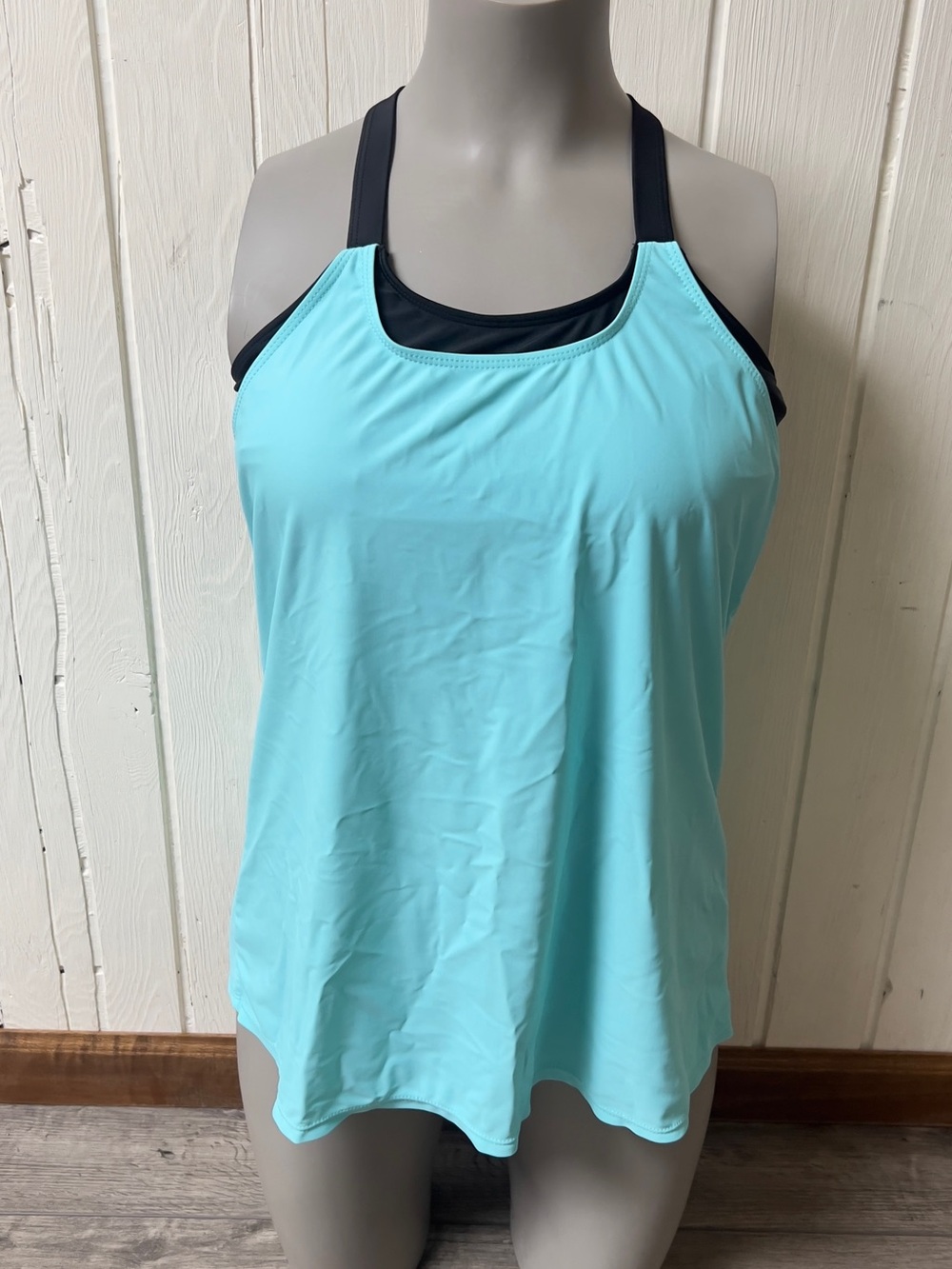 Aqua Swim Tank Top with Black Trim - Women's